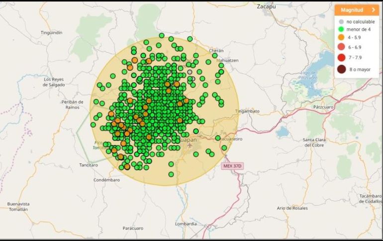 El sismo de mayor magnitud de la secuencia fue de 4.1 grados y ocurrió el 23 de enero. ESPECIAL/SSN