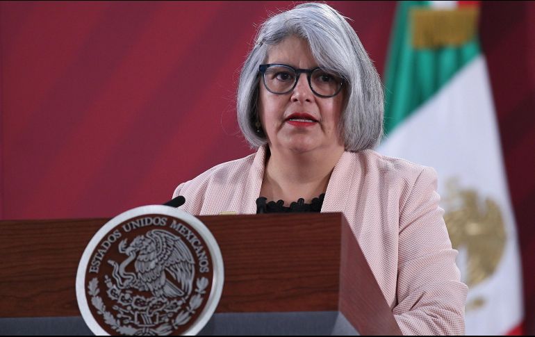 Graciela Márquez Colín, secretaria de Economía, durante sesión de preguntas y respuestas en conferencia matutina del Presidente Andrés Manuel López Obrador. NTX/I. Hernández