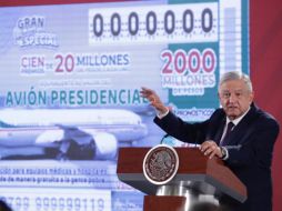 El Presidente Andrés Manuel López Obrador confirmó el 7 de febrero que hará una rifa simbólica del avión presidencial, pues no se entregará la aeronave; se darán premios de dinero. SUN/ARCHIVO