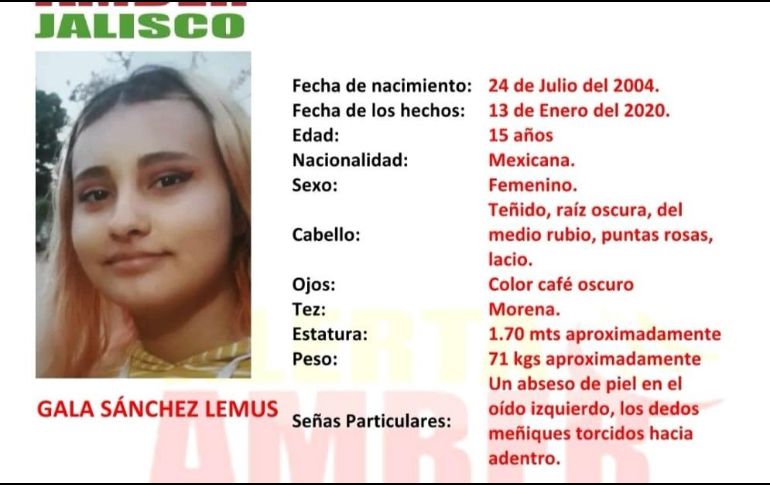 Desde el 13 de enero se desconoce el paradero de Gala. TWITTER/@AAMBER_JAL