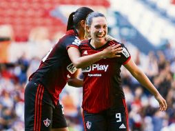 Uno basta. Adriana Iturbide (#9) fue la anotadora del único gol del partido. Atlas llega a 22 puntos en lo que va del campeonato y pelea la cima general. IMAGO7