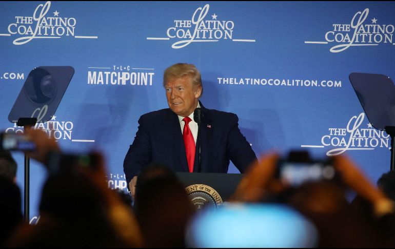 El presidente Donald Trump habla durante la Cumbre Legislativa de la Coalición Latina, en Washington, DC. AFP/M. Wilson