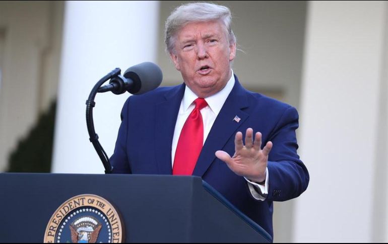 Donald Trump habla durante su rueda de prensa diaria sobre el coronavirus en la Casa Blanca. EFE/M. Reynolds