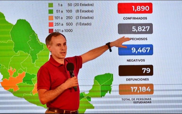 Hugo López-Gatell presenta el panorama del coronavirus en México durante la conferencia de prensa. SUN/H. García