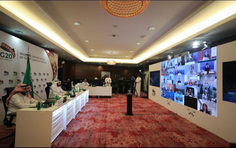 Ministros de salud en la reunión virtual de este domingo. AFP/G20 MEDIA