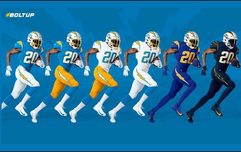 Fue inspirado en el equipo de la década de los 60 con colores a la vanguardia, sinónimo de sol y cielos azules, como reflejo de la ciudad angelina. TWITTER / @Chargers