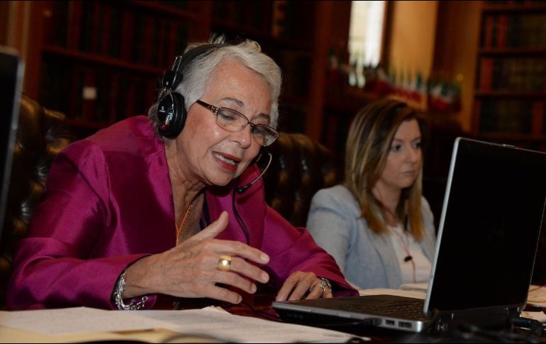 Olga Sánchez Cordero sostuvo una reunión virtual con integrantes de la Conferencia de Ministros de Justicia de los Países Iberoamericanos. TWITTER/@M_OlgaSCordero