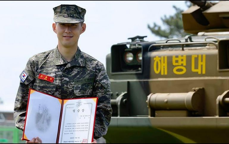 HONORÍFICO. El jugador se integró el 20 de abril al 91 batallón de la novena brigada del cuerpo de Marines, estacionado en la isla de Jeju, al sur de la península y destacó entre sus compañeros. AP
