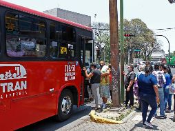 Los usuarios en la espera de la ruta T-09 siguen sin respetar la sana distancia. EL INFORMADOR / A. Camacho