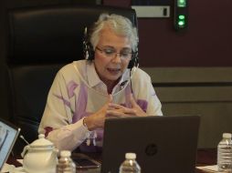 La secretaria de Gobernación señala que hasta ahora se ha realizado cinco pruebas de coronavirus y todas han salido negativas. TWITTER/@M_OlgaSCordero