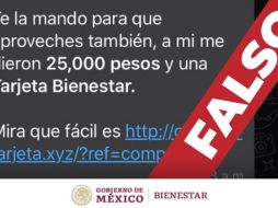 El Gobierno de México no utiliza páginas no oficiales como intermediarias para tramitar tarjetas o apoyos. TWITTER/bienestarmx