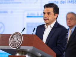 Zoé Robledo, director del IMSS, en la conferencia matutina del presidente Andrés Manuel López Obrador. SUN/S. Tapia