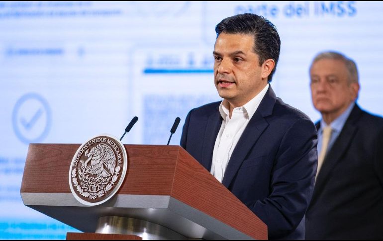 Zoé Robledo, director del IMSS, en la conferencia matutina del presidente Andrés Manuel López Obrador. SUN/S. Tapia