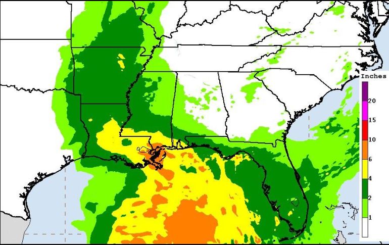 La trayectoria pronosticada por el Centro de Huracanes muestra que la tormenta llegará a la costa del Golfo de México de Estados Unidos la mañana del lunes. TWITTER/@NHC_Atlantic