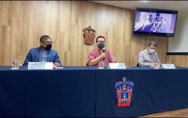 En rueda de prensa Fortino Domínguez Rueda, José Claudio Carrillo Navarro y Jorge Ignacio Rosas. FACEBOOK / Cátedra de la Interculturalidad y Seminario de Epistemologías Decoloniales