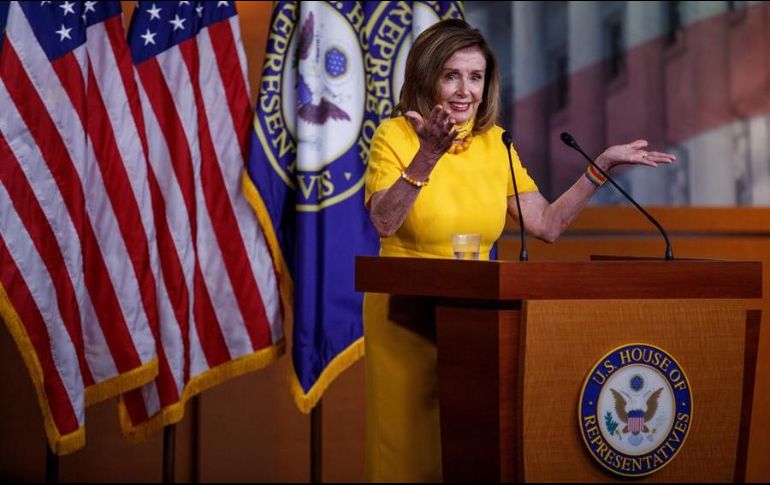 Nancy Pelosi destacó la trayectoria de los miembros del comité, cuya tarea será monitorear y evaluar la implementación de las reformas laborales en México. EFE/S. Thew