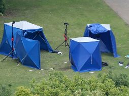Toma aérea de la zona del ataque, donde la policía colocó carpas, en Reading. AP/J. Brady