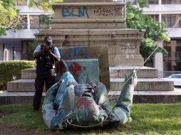 No sólo se están atacando estatuas de personajes españoles, sino incluso las de George Washington o Theodore Roosevelt. EFE/S. Corum