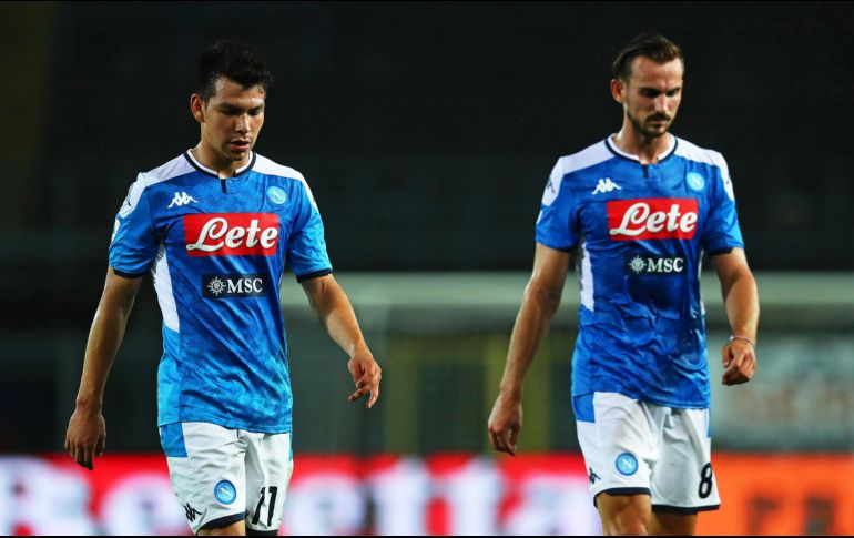 El mexicano Hirving Lozano jugó los últimos treinta minutos y dio electricidad a la delantera del Napoli este jueves en el campo del Atalanta. EFE / P. Magni