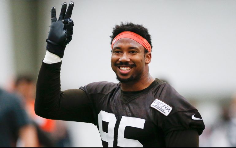 Garrett tuvo 10 capturas en 10 partidos la temporada pasada, pero fue suspendido los últimos seis juegos por golpear a Mason Rudolph con el casco del mariscal de campo de los Steelers de Pittsburgh durante un pleito al final de su juego el 14 de noviembre. AP