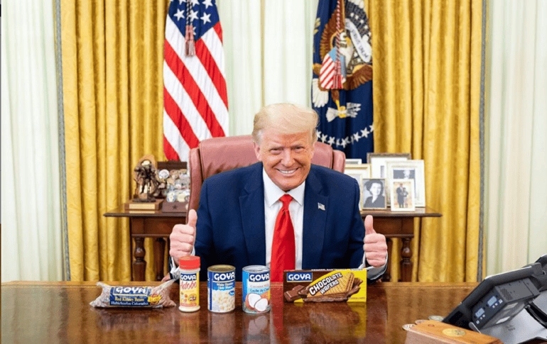 La imagen que promociona la marca Goya podría suponer una violación de las leyes éticas para empleados federales. INSTAGRAM/realdonaldtrump