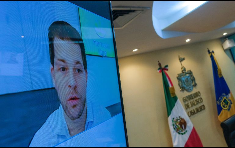 En conferencia de prensa virtual, David Geisen, director de Mercado Libre en Jalisco. ESPECIAL/Gobierno de Jalisco