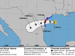 Está vigente un aviso preventivo para la región comprendida entre la desembocadura del Río Bravo y San Luis Pass, Texas, ante la proximidad de 