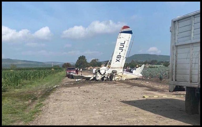 La avioneta tipo monoplaza, con matrícula XB-JUL, color blanco, quedó destrozada. TWITTER/@juliabrizuelaof