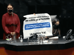 La panista Martha Cecilia Márquez Alvarado ocupó el lugar de la presidencia de la Mesa Directiva durante su protesta. YOUTUBE/Senado de México