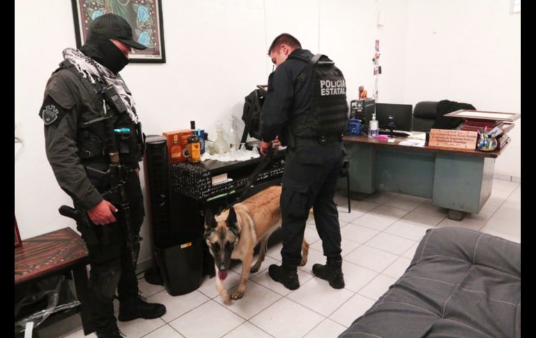 En una oficina se encontraron distintas botellas de alcohol sin registrar. ESPECIAL/Secretaría de Seguridad del Estado