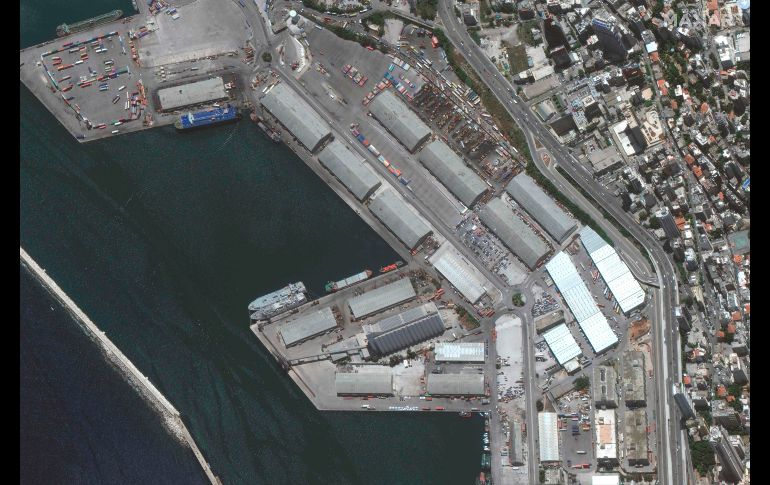 Imagen satelital después de la explosión. AFP/Satellite image/2020 Maxar Technologies