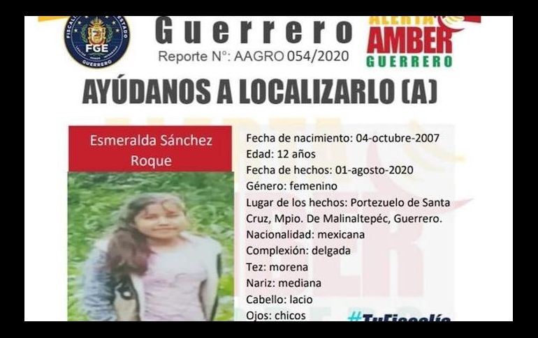 De acuerdo con la Alerta Amber que publicó la FGE, la menor es de complexión delgada, piel morena, vestía pants gris y huaraches cafés. ESPECIAL