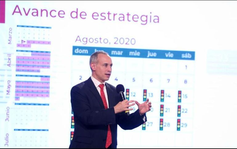 Hugo López-Gatell, subsecretario de Prevención y Promoción de la Salud, durante la conferencia nocturna sobre la actualización de información del COVID-19 en México. SUN/V. Rosas