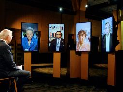 El candidato demócrata Joe Biden escuchó los discursos de los participantes en la primer noche del Partido Demócrata. Democratic National Convention via AP