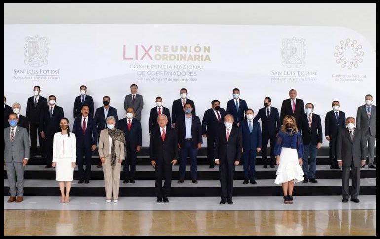 El Presidente Andrés Manuel López Obrador se reunió este miércoles en San Luis Potosí con los 32 mandatarios del país agrupados en la Conago. TWITTER/@CONAGO_oficial