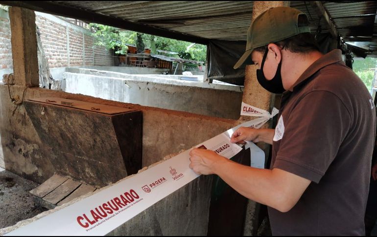 Personal de inspección de la dependencia estatal coloca cinta delimitadora. Proepa Jalisco/ ARCHIVO