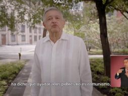 El Presidente grabó el nuevo spot en el Jardín de la Emperatriz, en Palacio Nacional. CAPTURA DE VIDEO