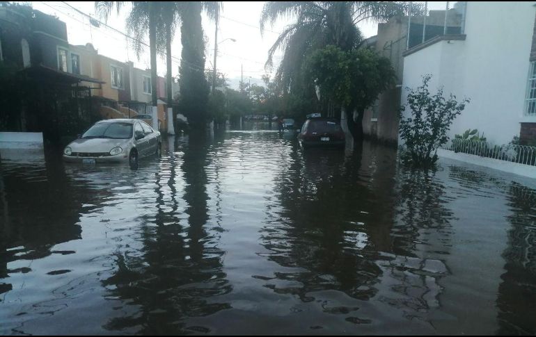 El fraccionamiento Girasoles Elite fue otro de los puntos con mayores afectaciones, pues en tres calles de esta zona el agua alcanzó niveles de hasta 90 centímetros de altura. ESPECIAL/Bomberos de Zapopan