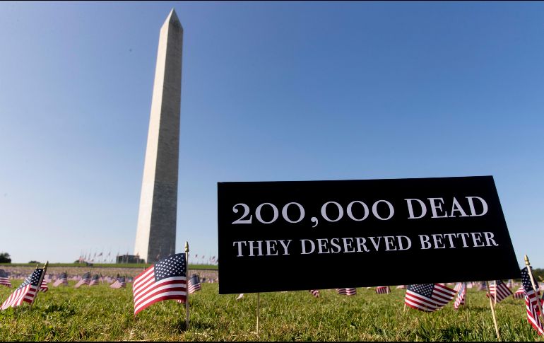 De acuerdo con la Universidad Johns Hopkins, Estados Unidos acumula 6 millones 890 mil 14 casos y 200 mil 710 decesos por coronavirus. EFE / M. Reynolds