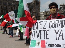 Desde el pasado sábado 19 de septiembre, integrantes de Frena se mantienen en plantón en la Ciudad de México exigiendo la renuncia del Presidente Andrés Manuel López Obrador. EFE / ARCHIVO