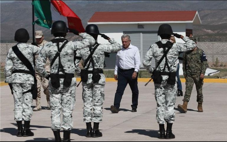 AMLO encabeza la inauguración de las instalaciones del cuartel de la Guardia Nacional en Bavispe. SUN