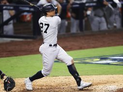 Con cuatro jonrones, uno de ellos Grand Slam de Giancarlo Stanton, los Yankees vencieron a los Rays de Tampa Bay en los playoffs de las Grandes Ligas. EFE / J. M. Mabanglo