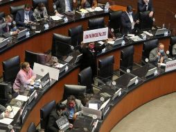 Diputados exhibieron cartulinas y mantas a lo largo de la sesión. SUN/C. Mejía