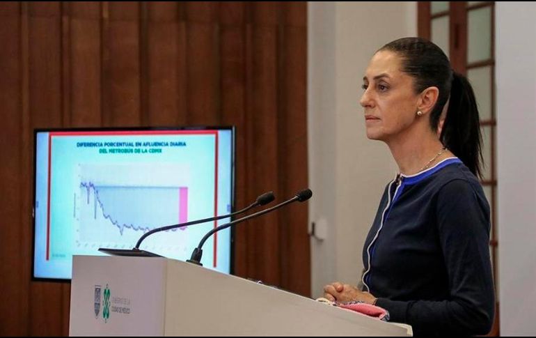 La jefa de Gobierno de la Ciudad de México, Claudia Sheinbaum, participa en una rueda de prensa. EFE/J. Pazos