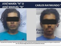 José María “N” y Raymundo “N” le dispararon al joven por robarle sus pertenencias. ESPECIAL/ Fiscalía del Estado