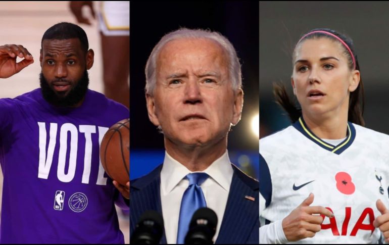 Deportistas han reaccionado al triunfo de Joe Biden en las elecciones presidenciales de los Estados Unidos. ESPECIAL