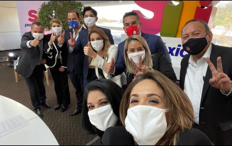 Marko Cortés (PAN), Alejandro Moreno (PRI) y Jesús Zambrano  (PRD) se comprometieron a trabajar juntos y defender en 2021 las demandas de Sí por México. TWITTER/SiPorMx