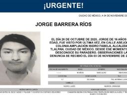 Tras su desaparición, el alumno Jorge Barrera Ríos fue hallado el pasado 5 de noviembre en las inmediaciones del Estadio Azteca. ESPECIAL