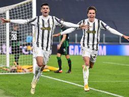 Álvaro Morata celebra su anotación durante los últimos minutos del encuentro. EFE/A. Di Marco