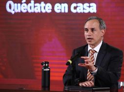 López-Gatell durante la conferencia sobre el coronavirus desde Palacio Nacional. SUN